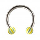 Blue/Yellow Acrylic Beach-Ball Tragus/Lip/Labret Circular Ring