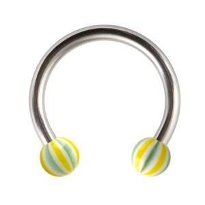 Hufeisen-Piercing Tragus / Lippe / Labret Acryl Beach-Ball Blau / Gelb