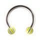 Hufeisen-Piercing Tragus / Lippe / Labret Acryl Beach-Ball Blau / Gelb