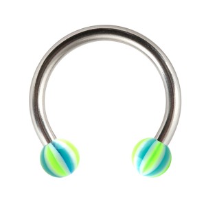 Hufeisen-Piercing Tragus / Lippe / Labret Acryl Beach-Ball Grün / Blau