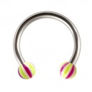Hufeisen-Piercing Tragus / Lippe / Labret Acryl Beach-Ball Gr&uuml;n / Lila