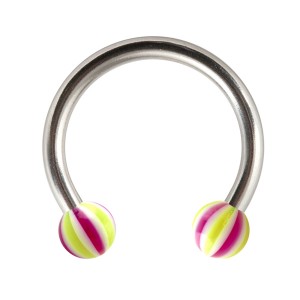 Hufeisen-Piercing Tragus / Lippe / Labret Acryl Beach-Ball Grün / Lila