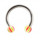 Pink/Green Acrylic Beach-Ball Tragus/Lip/Labret Circular Ring