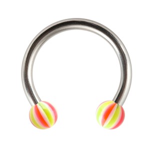 Hufeisen-Piercing Tragus / Lippe / Labret Acryl Beach-Ball Rosa / Grün