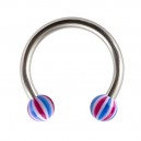 Hufeisen-Piercing Tragus / Lippe / Labret Acryl Beach-Ball Blau / Rot