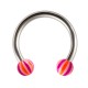 Hufeisen-Piercing Tragus / Lippe / Labret Acryl Beach-Ball Orange / Lila