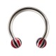 Hufeisen-Piercing Tragus / Lippe / Labret Acryl Beach-Ball Rot / Schwarz