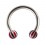 Hufeisen-Piercing Tragus / Lippe / Labret Acryl Beach-Ball Rot / Schwarz