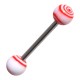 Red Circles Acrylic Balls Fancy Tongue Bar Ring