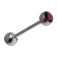 316L Surgical Steel Tongue Bar Ring w/ Red/Black HATE Logo