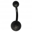Shiny Effect Black Anodized 316L Surgical Steel Belly Bar Navel Button Ring