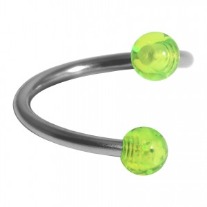 Spiral-Piercing Helix Acryl Glitzernd Zwei Gr&uuml;ne Kugeln