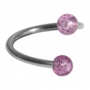 Spiral-Piercing Helix Acryl Glitzernd Zwei Lila Kugeln