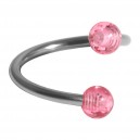 Spiral-Piercing Helix Acryl Glitzernd Zwei Rosa Kugeln