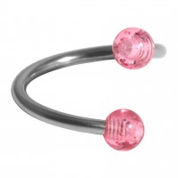 Helix Piercing Twisted Ring w/ Two Acrylic Glittering Pink Balls