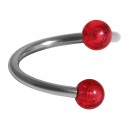 Spiral-Piercing Helix Acryl Glitzernd Zwei Rote Kugeln