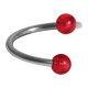 Helix Piercing Twisted Ring w/ Two Acrylic Glittering Red Balls