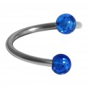 Spiral-Piercing Helix Acryl Glitzernd Zwei Dunkelblaue Kugeln