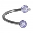 Spiral-Piercing Helix Acryl Glitzernd Zwei Hellblaue Kugeln