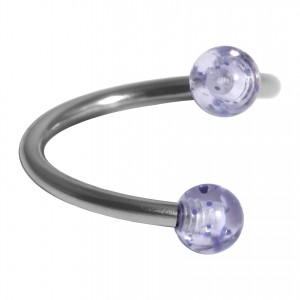 Spiral-Piercing Helix Acryl Glitzernd Zwei Hellblaue Kugeln