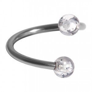 Spiral-Piercing Helix Acryl Glitzernd Zwei Transparente Kugeln