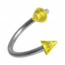 Spiral-Piercing Helix Acryl Transparent Zwei Spitzen Gelbe