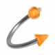Espiral Piercing Hélix Acrílico Transparente Dos Spikes Naranjas