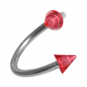 Spiral-Piercing Helix Acryl Transparent Zwei Spitzen Rote