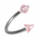 Spiral-Piercing Helix Acryl Transparent Zwei Spitzen Rosa