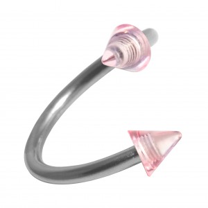 Spiral-Piercing Helix Acryl Transparent Zwei Spitzen Rosa