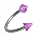 Spiral-Piercing Helix Acryl Transparent Zwei Spitzen Lila