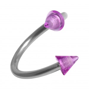 Spiral-Piercing Helix Acryl Transparent Zwei Spitzen Lila