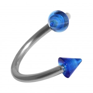 Spiral-Piercing Helix Acryl Transparent Zwei Spitzen Dunkelblaue