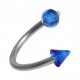 Helix Piercing Twisted Ring w/ Two Acrylic Transparent Dark Blue Spikes