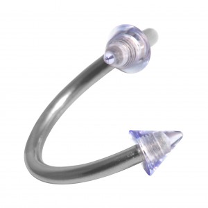Spiral-Piercing Helix Acryl Transparent Zwei Spitzen Hellblaue