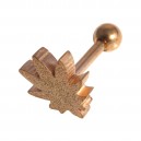 Helix- / Tragus-Schmuck Piercing Stahl 316L Eloxiert PVD Golden Glanz Cannabis-Blatt