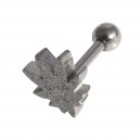 Helix- / Tragus-Schmuck Piercing Stahl 316L Eloxiert PVD Silber Glanz Cannabis-Blatt