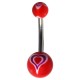 Purple & White / Red Milk Heart Acrylic Fancy Belly Bar Navel Button Ring