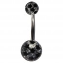 Black/Transparent Multiple Stars Acrylic Fancy Belly Bar Navel Button Ring