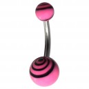 Black/Pink Multiple Circles Acrylic Fancy Belly Bar Navel Button Ring