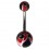 Red/Black Flower Acrylic Fancy Belly Button Ring