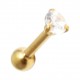Gold Anodized 316L Steel Tragus/Helix Bar Jewel with White Round Stone Strass