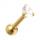 Helix- / Tragus-Schmuck Piercing Stahl 316L Gold Eloxiert Strassstein Rund Weiß