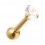 Gold Anodized 316L Steel Tragus Bar with White Round Stone Strass