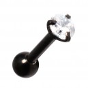 Helix- / Tragus-Schmuck Piercing Stahl 316L Schwarz Eloxiert Strassstein Rund Weiß