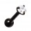 Helix- / Tragus-Schmuck Piercing Stahl 316L Schwarz Eloxiert Strassstein Rund Wei&szlig;