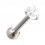Metallized 316L Steel Tragus Bar with White Round Stone Strass