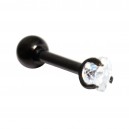 Helix- / Tragus-Schmuck Piercing Stahl 316L Schwarz Eloxiert Strassstein Herz Wei&szlig;