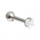 Helix- / Tragus-Schmuck Piercing Stahl 316L Metallisiert Strassstein Herz Wei&szlig;
