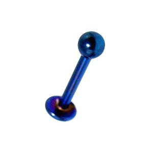 Blue Anodized Lip / Labret Bar Stud Ring w/ Ball